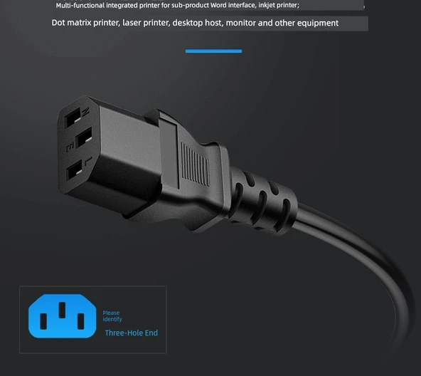 Yazıcı Güç Kablosu - 2m - 3 Prong - 3C Sertifikalı - 11