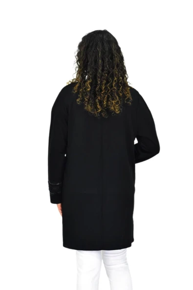 Kadın Siyah Likralı Viskon Hırka BGL-ST04678 - 5
