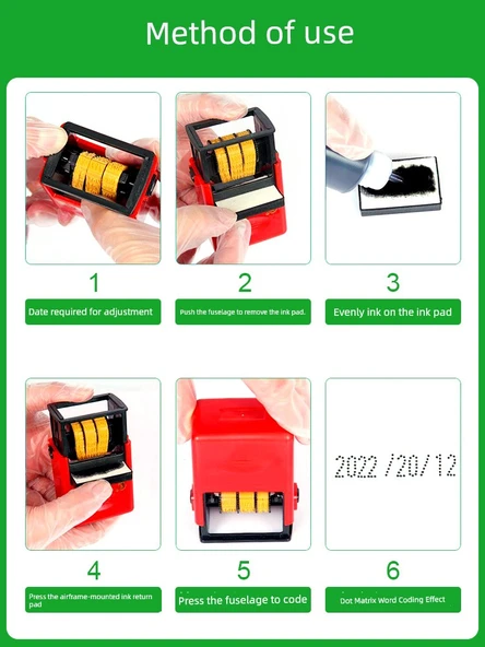 Otomatik Paketleme Torbası Tarih Yazıcı - Noktalı Tarih +3 Mürekkep +30 Kartuş + Temizleyici - Çok Amaçlı - 5