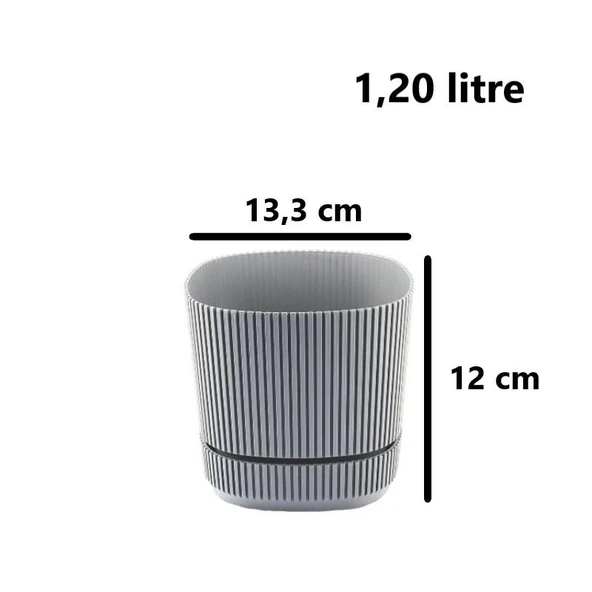 Omnipazar KRS-242 Pera Kare Dekoratif Kaktus Sukulent Saksı 1,20 Litre No 2 - 6