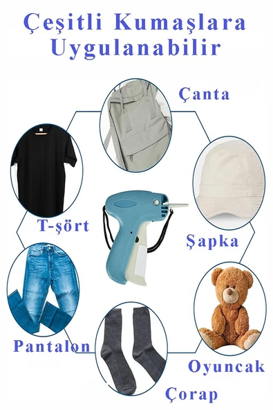 Kılçık Makinesi ve 5 li Çelik Yedek Uç 1 Paket Kılçık Tabancası Türban Tasarım Gelinlik Metal İğneli Markalama Etiket - 8