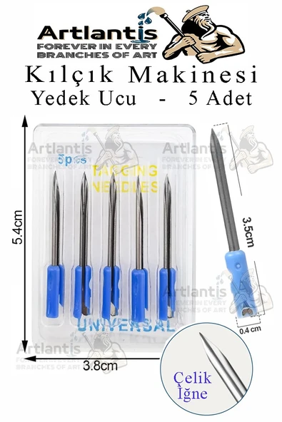 Kılçık Makinesi ve 5 li Çelik Yedek Uç 1 Paket Kılçık Tabancası Türban Tasarım Gelinlik Metal İğneli Markalama Etiket - 2