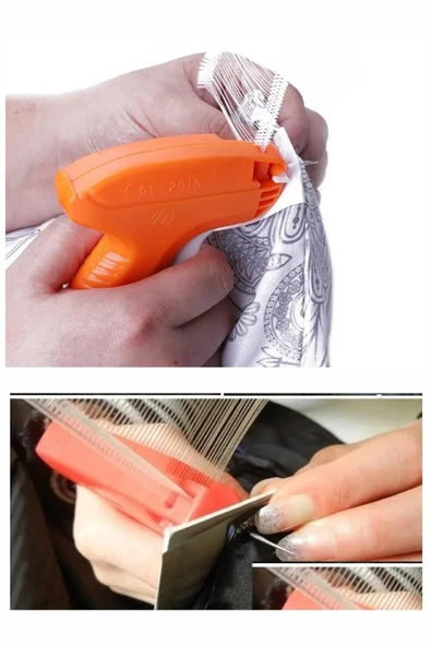 Kılçık Makinesi ve 5 li Çelik Yedek Uç 1 Paket Kılçık Tabancası Türban Tasarım Gelinlik Metal İğneli Markalama Etiket - 4