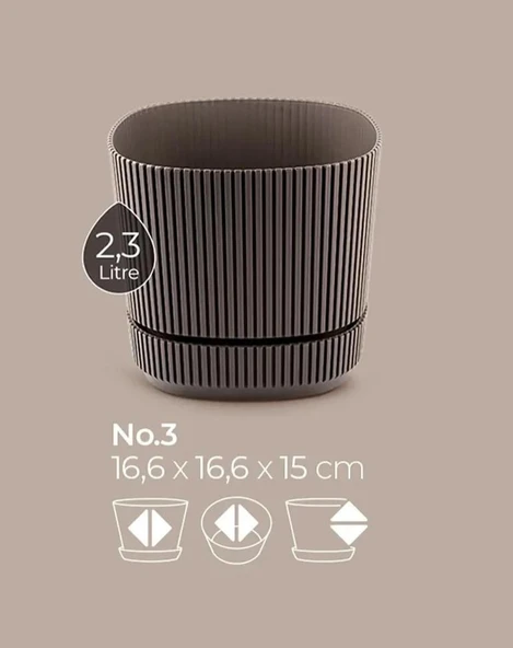 Omnipazar KRS-243 Pera Kare Dekoratif Kaktus Sukulent Saksı 2,3 Litre No 3 - Resim 3