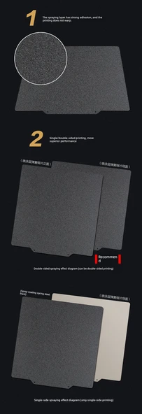 3D Yazıcı Platformu - Siyah - Çift Taraflı PEI Sprey 257x257mm - Manyetik Çekim Yok - 10