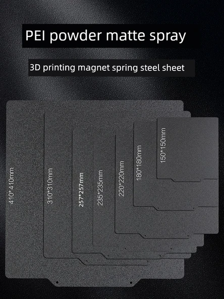 3D Yazıcı Platformu - Siyah - Çift Taraflı PEI Sprey 150x150mm - Manyetik Çekim Yok - 2