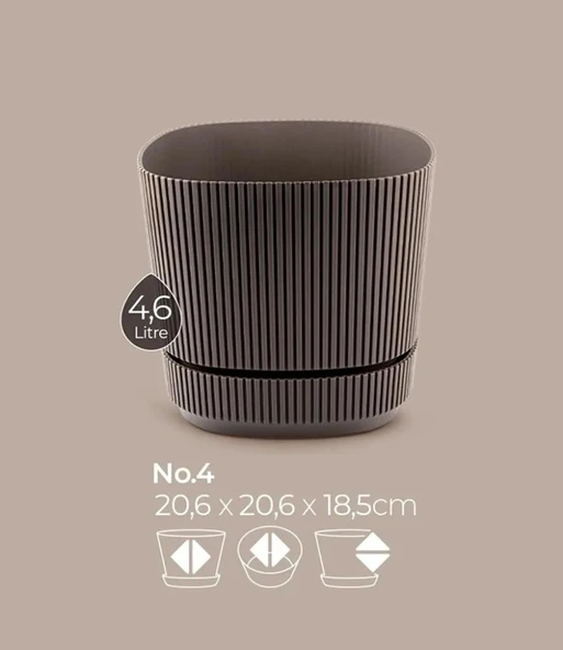 Omnipazar KRS-244 Pera Kare Dekoratif Kaktus Sukulent Saksı 4,6 Litre No 4 - 2