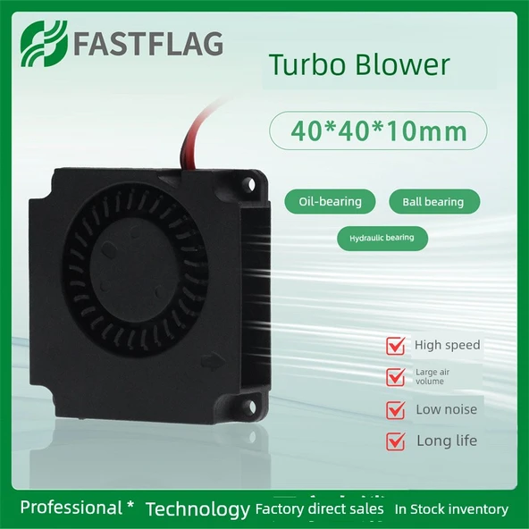 4010 Çift Rulmanlı 4cm Santrifüj Türbin Fan - Bilyalı Rulman 12V 9000 RPM (XH2.54 fiş) - 2