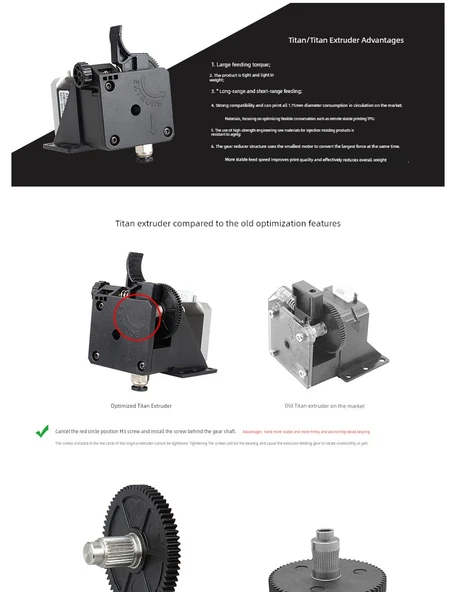 Titan Ekstruder Yükseltme Kiti - Kırmızı Titan Ekstruder Parçaları - 10