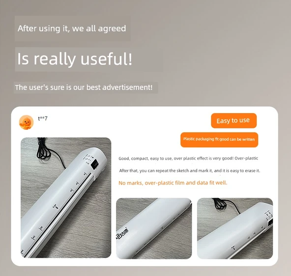 A4 Laminasyon Makinesi - 100 Adet 6 İnç Film + Fillet + Kağıt Kesici + Takım Film Hediyeli - 7