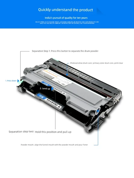 Uyumlu Brother HL-2240 Toner Kartuşu - Otomatik Sıfırlama Kartuşu + Tambur Standı (Takım) - 2