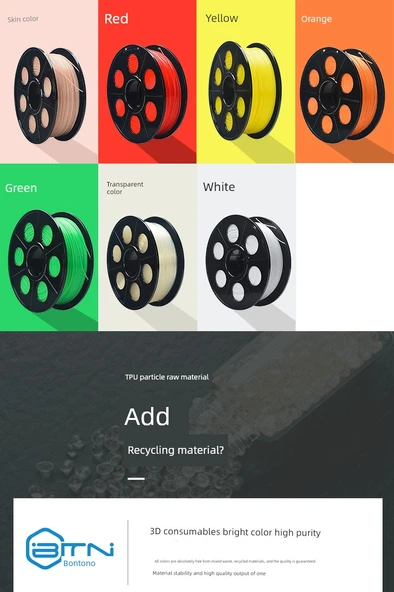 TPU Esnek 3D Yazıcı Filamenti - 1.75mm - 1kg - Ten Rengi - Resim 10