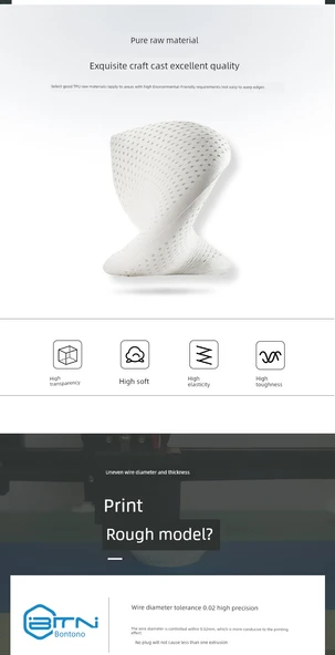 TPU Esnek 3D Yazıcı Filamenti - 1.75mm - 1kg - Şeffaf - 11