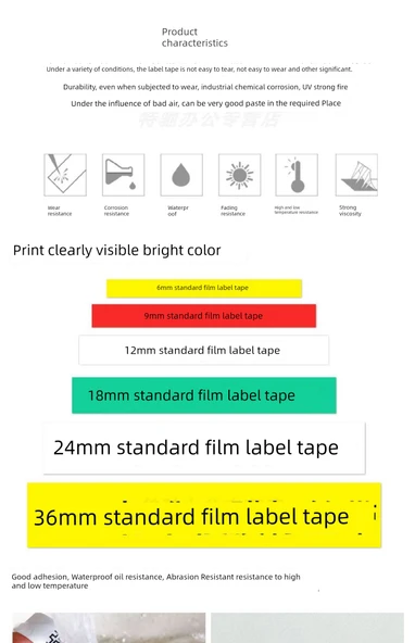 18mm Şeffaf Siyah Etiket Şeridi ST18KW - 12
