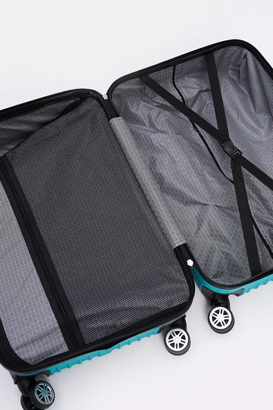 4'lü Valiz Seti Elatae Valiz Büyük - Orta - Kabin Boy ve Makyaj Turkuaz 1020 - Resim 7