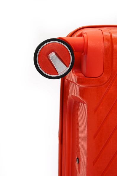 Elatae Exclusive Pro Polipropilen Kırılmaz 3'lü Valiz Seti Büyük - Kabin Boy ve Makyaj Çantası Turuncu 5239 - Resim 6