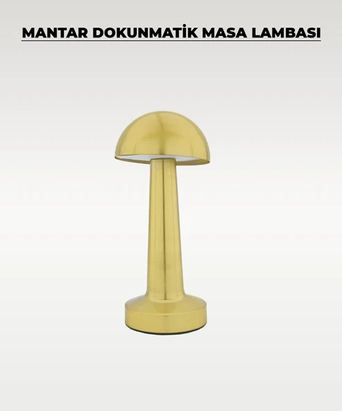 Gold Mantar Masa Lambası - Dokunmatik - 3 Renk Işık - 3