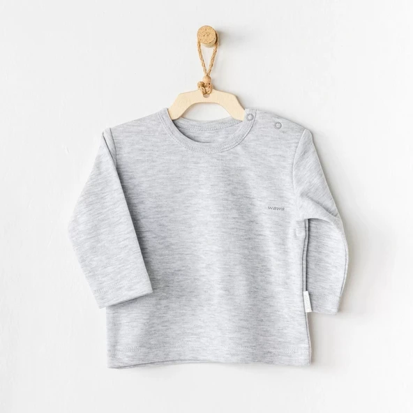 24437 Bebek Basic Tshırt Grey Melange - 2