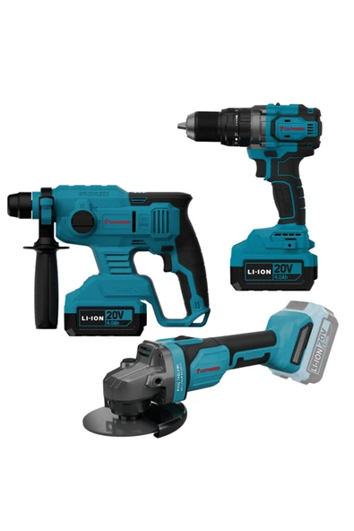 Cat Power Catpower 4235 Akülü Vidalama, Kırıcı-Delici, Taşlama Kömürsüz 20V 2x4.0 Ah Akü ve Hızlı Şarj Cihazı