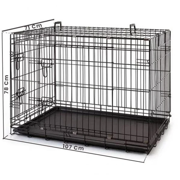 Metal Kedi Köpek Kafesi Siyah 107x71x78cm - 2