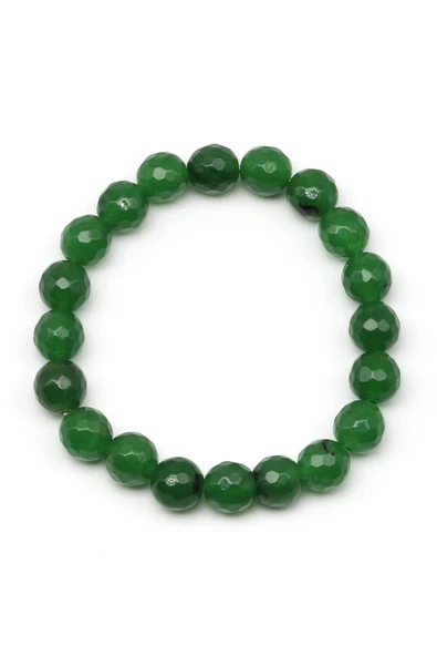 Tayvan Yeşim Doğal Taş Bileklik 10 mm Fasetli Küre Kesim - Resim 2