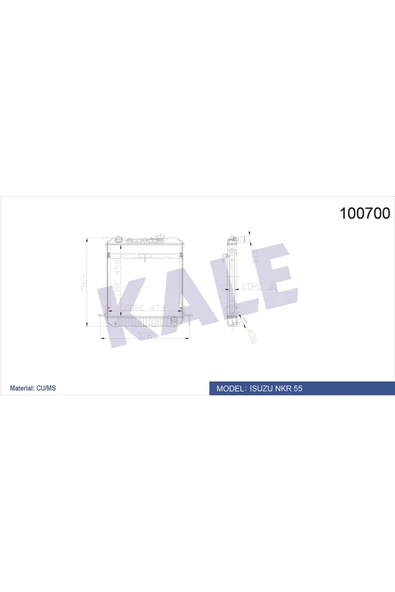 Kale 0012042PA OTO Radyatör 00 Su Radyatörü Isuzu Nkr 55 Kamyonet 2 Sıra Pa Bakır
