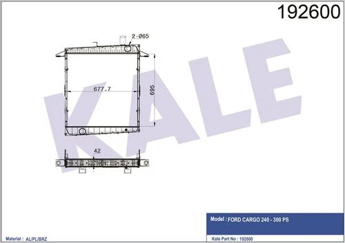Kale 0226301AB OTO Radyatör 0 Radyatör Al/Brz Cargo C 2530.35./32.30.35/32.32-35 Borusuz ürün görseli 1