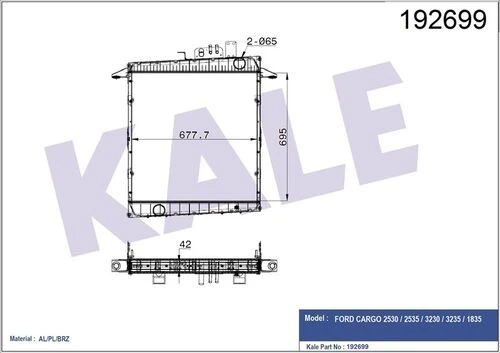 Kale 0226311AB OTO Radyatör 0 Radyatör Al/Brz Cargo 2530/2535/3230/3235/1835 Çekici Borulu Euro IV