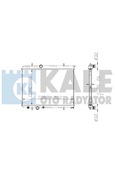 Kale 2018191AB OTO Radyatör  Su Radyatörü 206 04- 307 / Xsara C4 1.4 8V Tu3Jp At 562.8X378X27