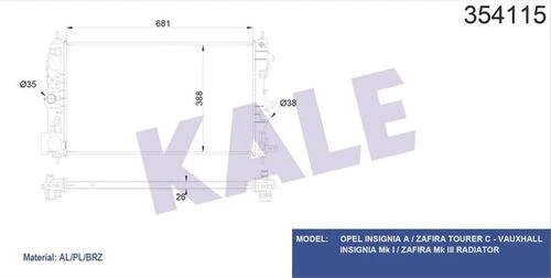 Kale 354115 Oto Radyatör  Radyatör Opel Insignia A Zafira Tourer C ürün görseli 1