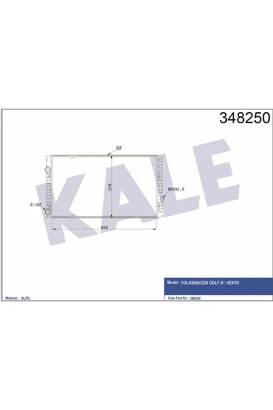 Kale 348250 OTO Radyatör  Su Radyatörü 1.9D Td TDI Golf III 91-02 Passat 89-97 Vento 91-98
