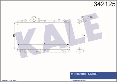Kale 342125 OTO Radyatör  Radyatör Sedıcı Suzuki Sx4 Al-Pl-Brz ürün görseli 1