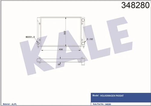 Kale 348280 OTO Radyatör  Radyatör Al/Mknk Passat Mt