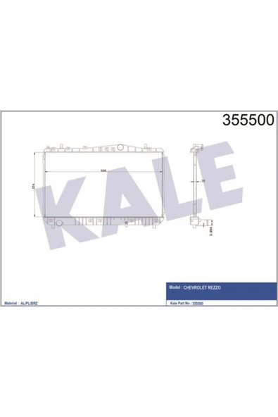 Kale 355500 OTO Radyatör  Su Radyatörü Tacuma 00- 1.6 16V 2.0 16V Mt 374X698X16