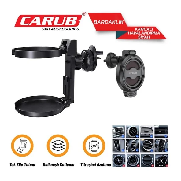 CARUB Bardaklık Katlanır Otomatik Monteli Siyah - 1