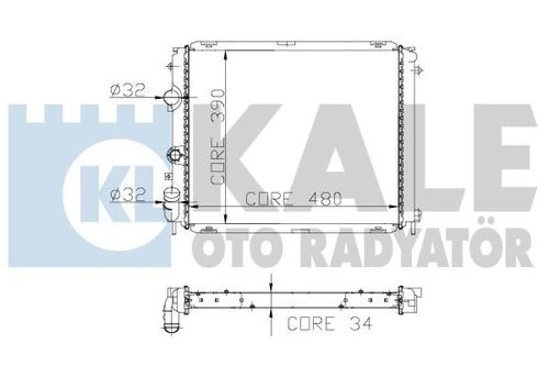 Kale 0534341AB OTO Radyatör 0 Su Radyatörü CLIO II Kangoo 1.9D 1 Sıra Alb 480X391X34