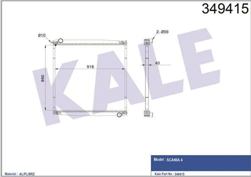 Kale 349415 OTO Radyatör  Radyatör Çerçevesiz Sc Serıe4 860×918×40 ürün görseli 1