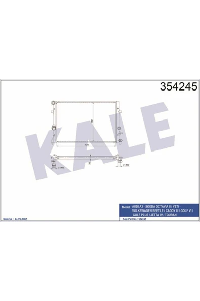 Kale 354245  Su Radyatör 650×453×34 A3 Octavia II Caddy III VI Golf Plus Jetta IV Touran 1.2Tsı 09-15 ürün görseli 1