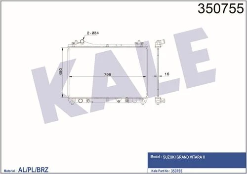 Kale 350755 OTO Radyatör  Radyatör Al/Pl/Brz Grand Vitara II 346040 ürün görseli 1