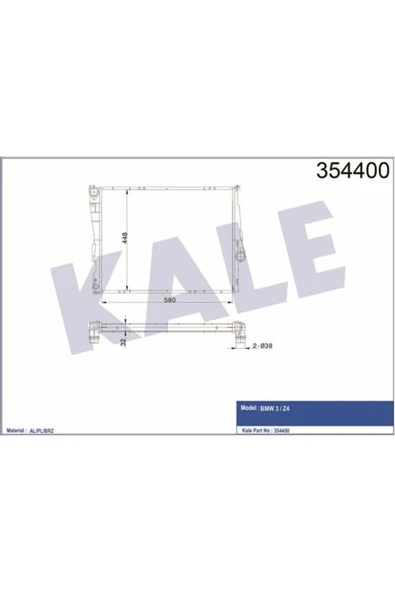 Kale 354400 OTO Radyatör  Su Radyatörü Bmw 3 E46 Brazıng 582X449X32 ürün görseli