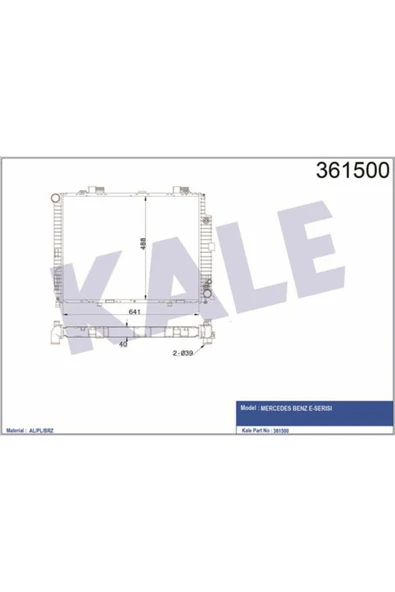 Kale 361500 OTO Radyatör  Su Radyatörü E-Serisi S210 E-Serisi W210 641X488X42