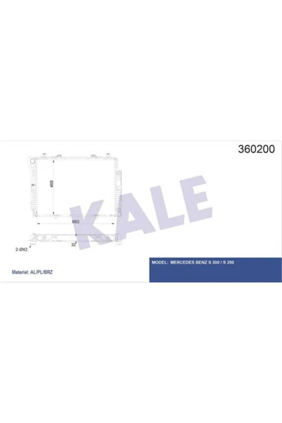 Kale 360200 OTO Radyatör  Su Radyatörü Mercedes W140 91-98 Brazıng 664X468X32