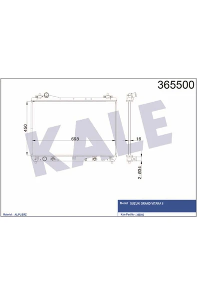Kale 365500 OTO Radyatör  Radyatör Suzuki Grand Vitara I Al Pl Brz 450X698X16