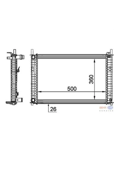 Mahle CR1356000S Su Radyatörü (440×695) Fiesta V/ Fusion 1.4 (Eno:8Mk376764321) ürün görseli 1