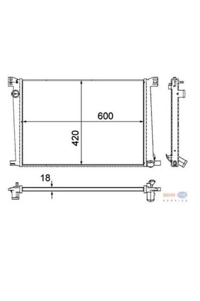Mahle 8MK376754591 Radyatör Mını R55 R56 R57 R58 R60 R661 Mını Cooper 06- Ac + Klımasız + Mek 600×420×18