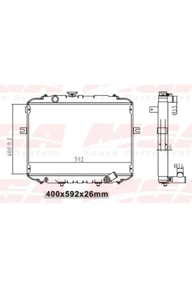 Mga 80221 Su Radyatoru (Brazing) - (Hyundai: H100 Kamyonet 9703 ) (400X592X26) (806021) - - ürün görseli 1