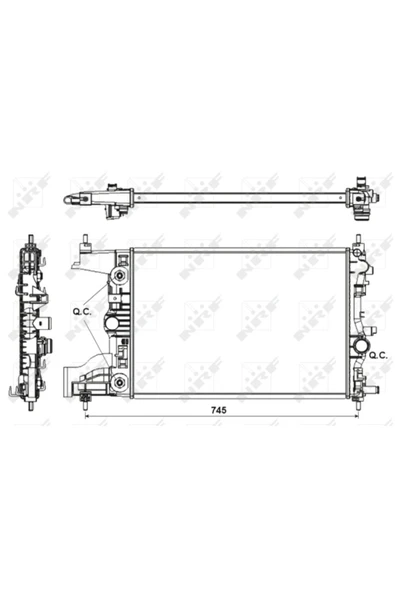 NRF 53153  Motor Su Radyatörü A.T Astra J 10-19 A16Xer - B16Xer Cruze J300 Cruze J305 F16D 580×398×16 ürün görseli 1