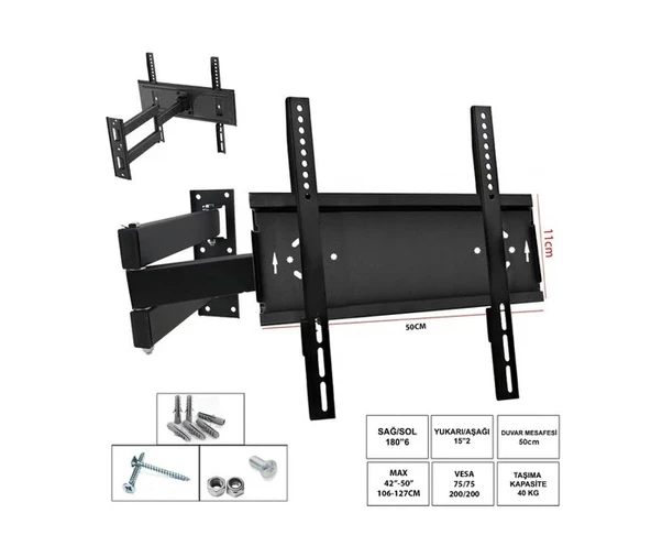 MOONSTAR 42" LCD TV Duvar Askısı Aparatı Hareketli 50X11