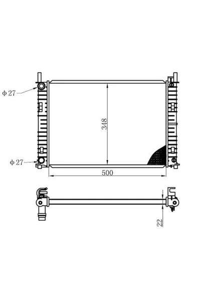 Ori BFR080022 Bfr080022 Radyatör Brazing Fiesta V 01 Fusion 02 1.4 Tdcı Ac Klimasız Mek 500x348x22