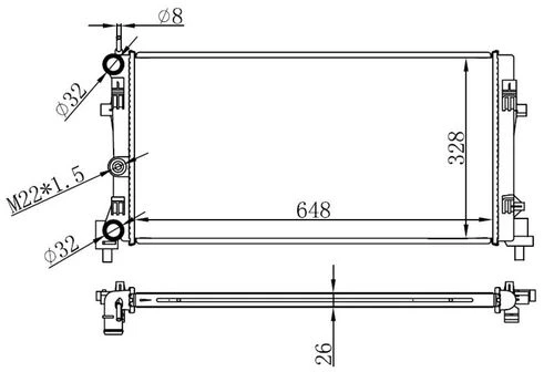 Ori BAU063016 S  Radyatör Brazing A1-Ibiza V-Polo 1.2-1.4-1.6 09 Ac Klimasız Mek 648X326X16